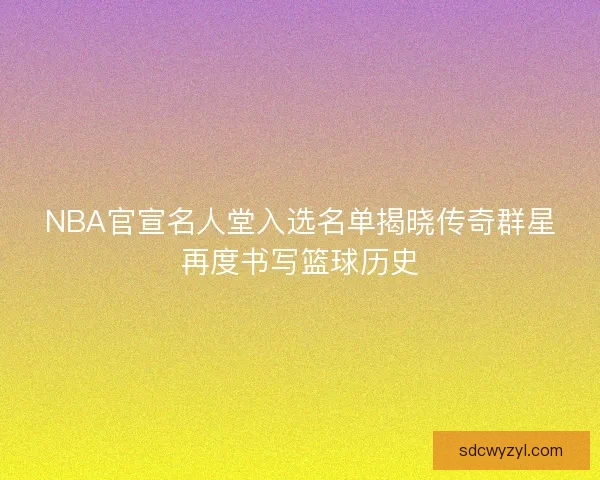 NBA官宣名人堂入选名单揭晓传奇群星再度书写篮球历史
